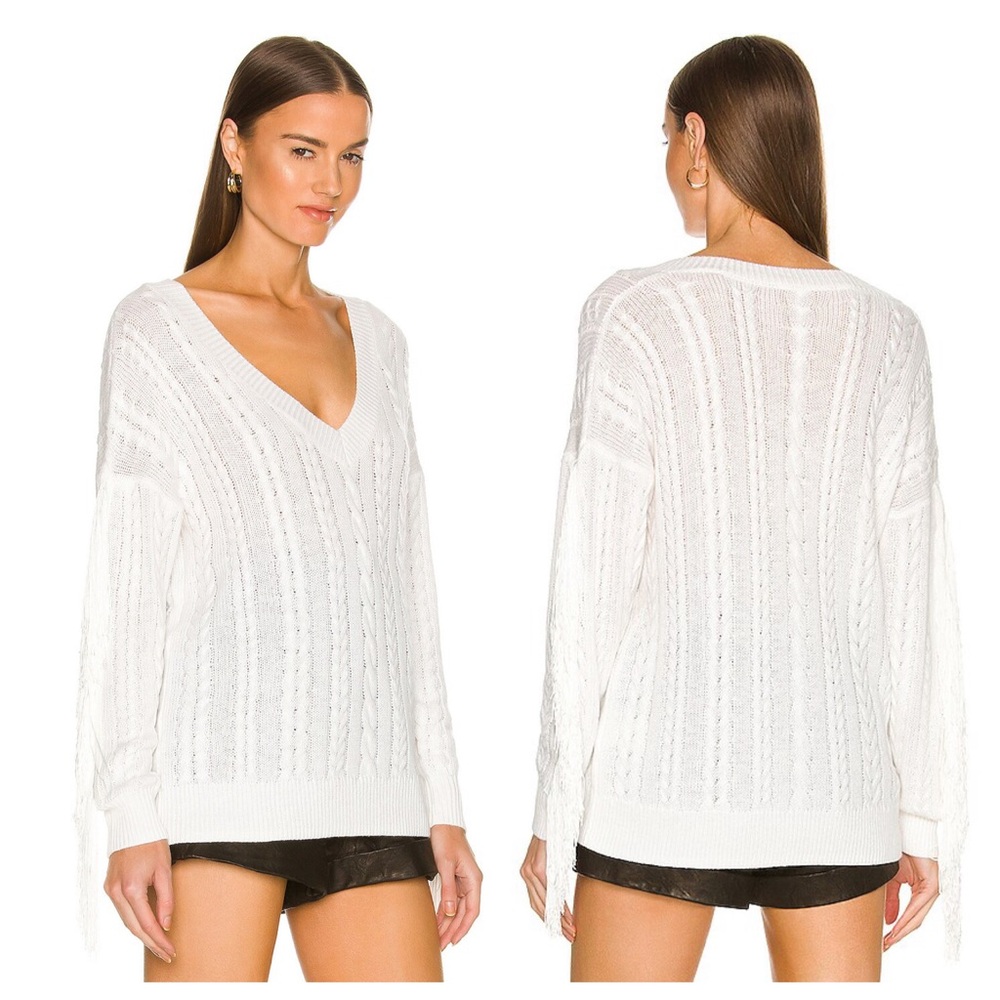 L'agence Savanah Fringed Sweater Ivory Large